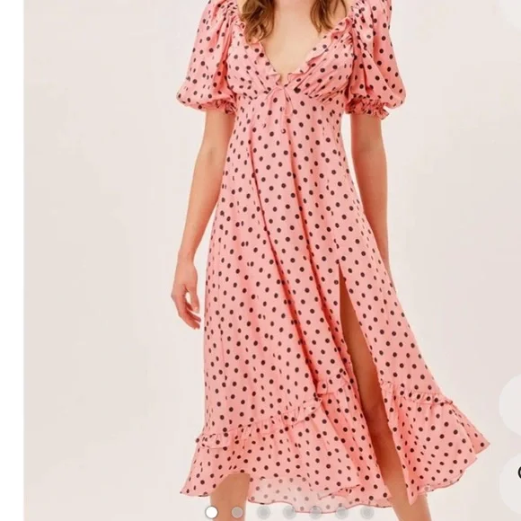 For Love And Lemons | Dresses | For Love And Lemons Pink Polkadot Maxi Dress  | Poshmark